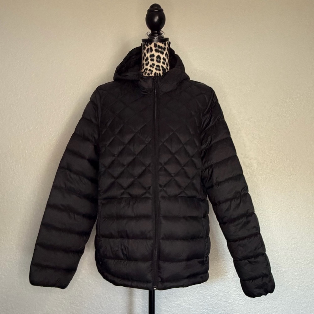 Quilted Puffer Jacket with Hood – Black (XXL) NWOT
